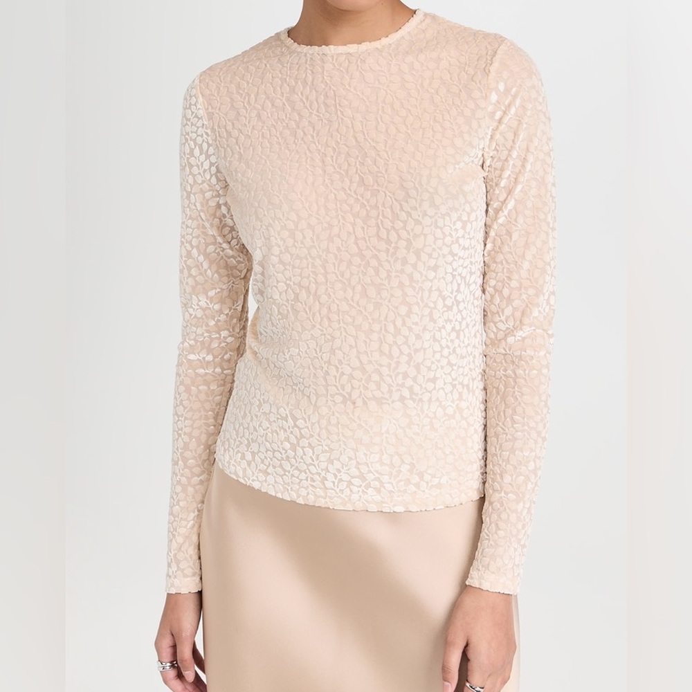 Vince Velour Burnout Top White - size S
